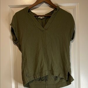 LOFT Olive V-Neck Blouse